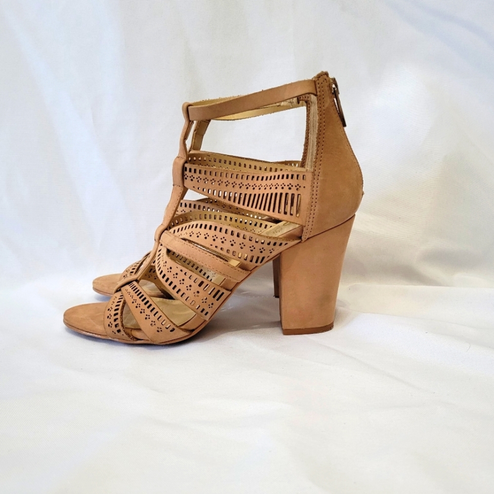 Vince Camuto Nizana Tan Cage Heeled Sandals Size 6